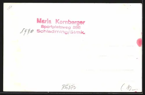 Foto-AK Schladming /Stmk., Wohnhaus Maria Kornberger, Sportplatzweg 385