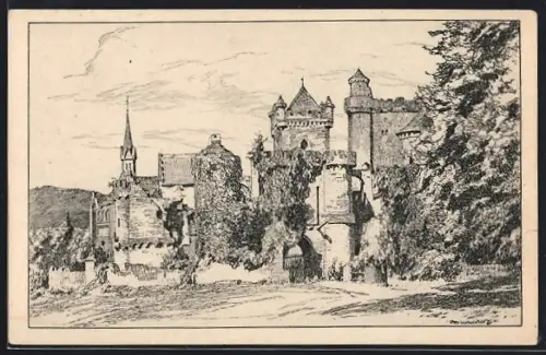 Künstler-AK Otto Ubbelohde: Lauterbach /Hessen, Löwenburg