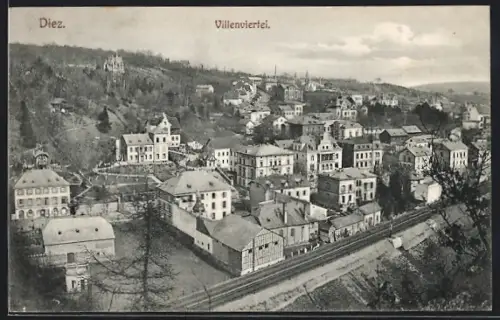 AK Diez, Villenviertel aus der Vogelschau