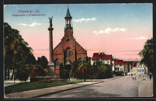 AK Oldenburg i. Gr., Siegessäule, Friedenskirche