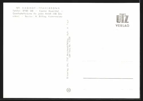 AK Pfahlbronn, Gasthof und Pension Haghof, Besitzer H. Bulling