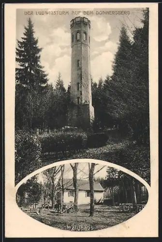 AK Dannenfels, Ludwigsturm auf dem Donnersberg, Gasthof Waldhaus