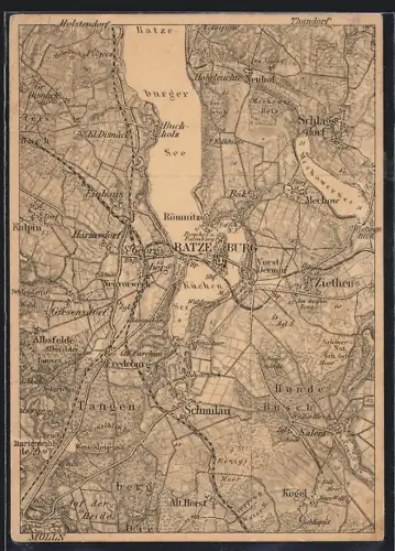AK Ratzeburg i. Lbg., Landkarte von Ratzeburg und Umgebung