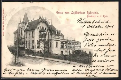 AK Bredeney a. d. Ruhr, Luftkurhaus Ruhrstein mit Strassenbahn