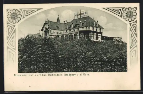 AK Bredeney a. d. Ruhr, Luftkurhaus Ruhrstein, Sonnenblumen, Passepartout