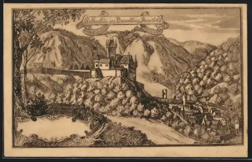 AK Falkenstein / Pfalz, Ortsansicht mit Burg am Donnersberg