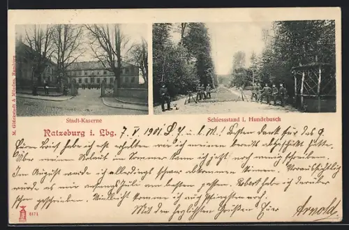 AK Ratzeburg i. Lbg., Stadt-Kaserne, Schiessstand i. Hundebusch