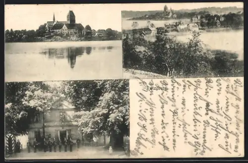 AK Ratzeburg, Ansicht der Burg, Ortsansicht, Hausansicht mit Wachen