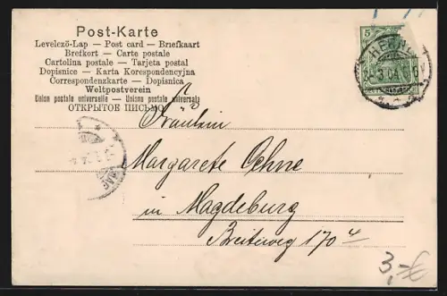 AK Essen / Ruhr, Schriftzug Viele Grüsse mit Turm, Kirche und Denkmal, Passepartout