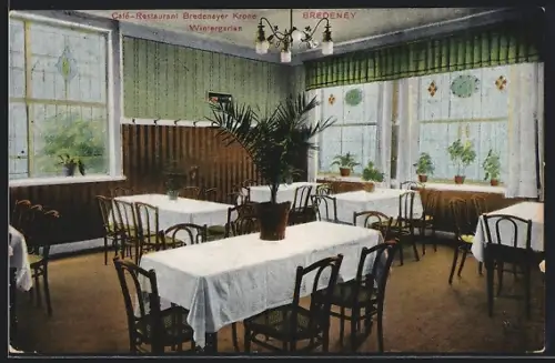 AK Bredeney, Cafe-Restaurant Bredeneyer Krone, Wintergarten, Innenansicht