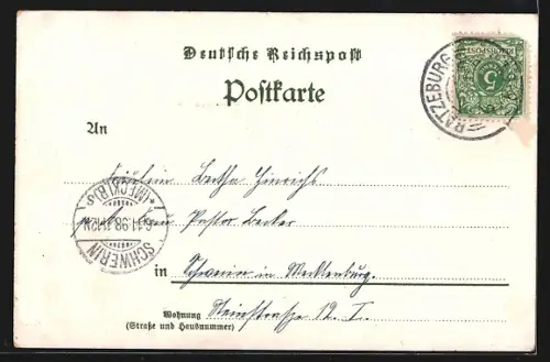 Lithographie Ratzeburg, Totalansicht, Demolierungs-Ecke