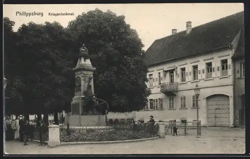 AK Philippsburg / Rhein, Partie am Kriegerdenkmal