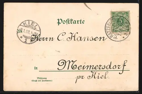 Lithographie Ratzeburg, Student mit Buch und Bierkrug