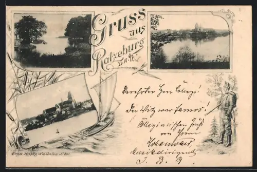 AK Ratzeburg, Teilansicht, Kirche, Uferpartie