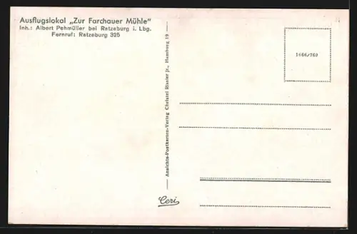 AK Ratzeburg, Gasthaus Zur Farchauer Mühle, Inh. A. Pehmüller