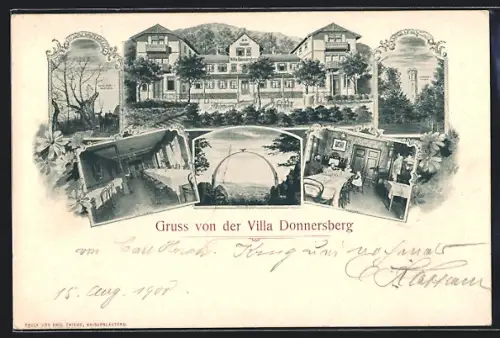 AK Dannenfels, Gasthaus Villa Donnersberg, Aussen- und Innenansicht