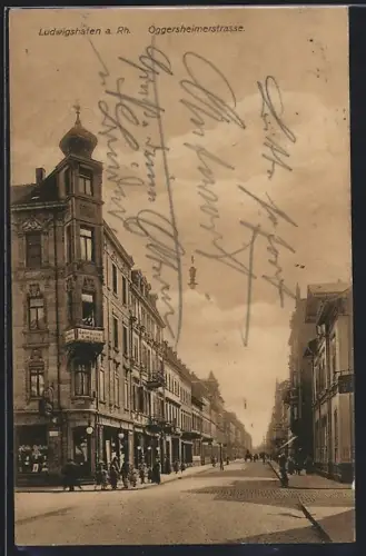 AK Ludwigshafen a. Rh., Oggersheimerstrasse mit Zahn-Atelier A. Meyer