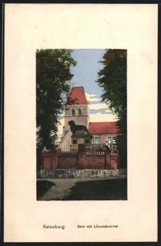 AK Ratzeburg, Dom mit Löwendenkmal