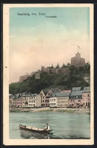 AK Saarburg /Trier, Unterstadt, Burg, Flussansicht