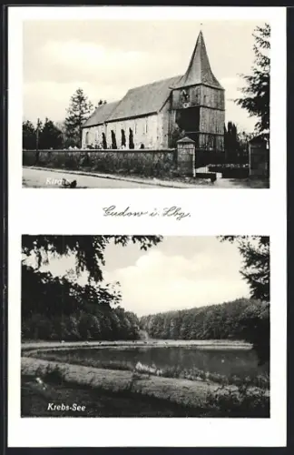 AK Gudow i. Lbg., Kirche, Krebs-See