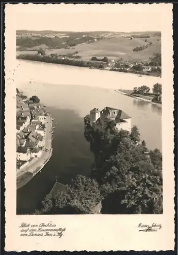 AK Oberhaus / Passau, Blick auf den Zusammenfluss von Donau, Inn und Ilz
