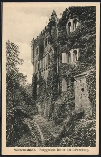 AK Wilhelmshöhe, Burggraben hinter der Löwenburg