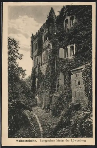 AK Wilhelmshöhe, Burggraben hinter der Löwenburg