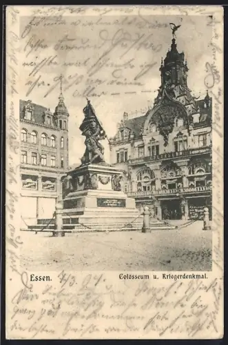 AK Essen, Colosseum, Kriegerdenkmal