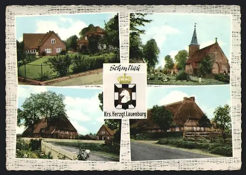 AK Schmilau /Lauenburg, Kirche, Bauernhäuser