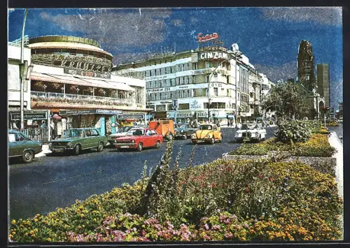 AK Berlin-Charlottenburg, Kurfürstendamm mit Café Kranzler und Kaiser-Wilhelm-Gedächtniskirche