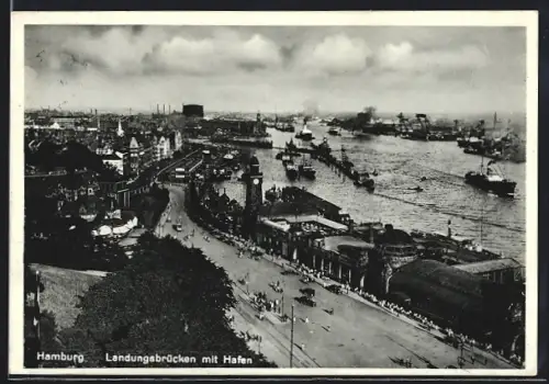 AK Hamburg-St.Pauli, Landungsbrücken, Hafen
