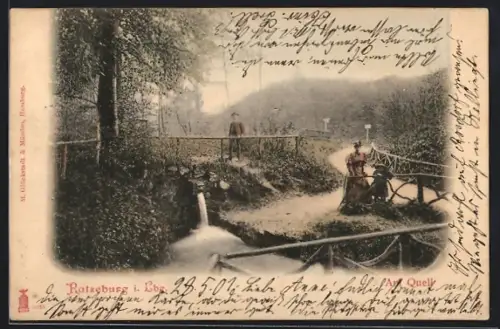 AK Ratzeburg i. Lbg., Am Quell, Brücke, Spazierweg