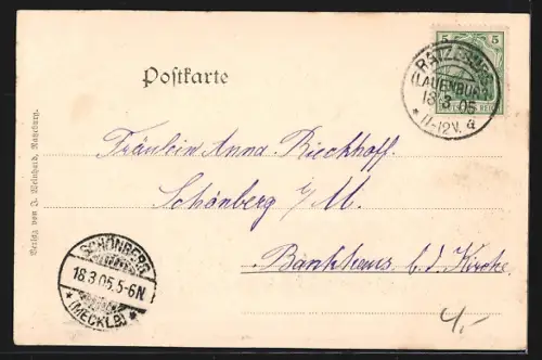 AK Ratzeburg, Blick auf den See mit Boot und Uferpromenade