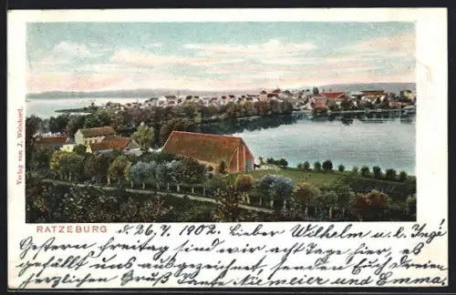 AK Ratzeburg, Blick auf Stadt und See