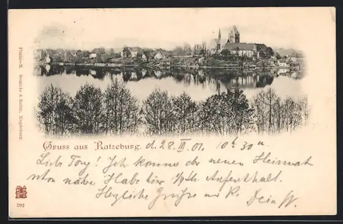 AK Ratzeburg, Blick auf Dom und Stadtinsel