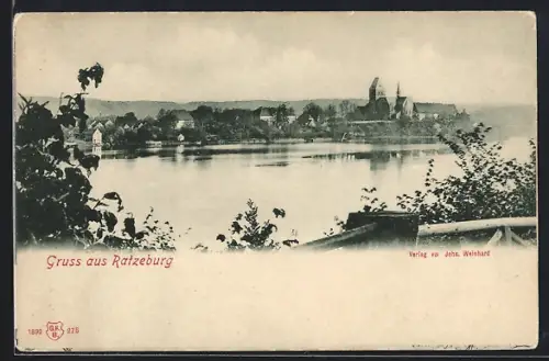 AK Ratzeburg, Stadtansicht mit Dom und See
