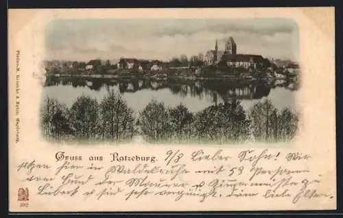 AK Ratzeburg, Stadtansicht mit Dom und See