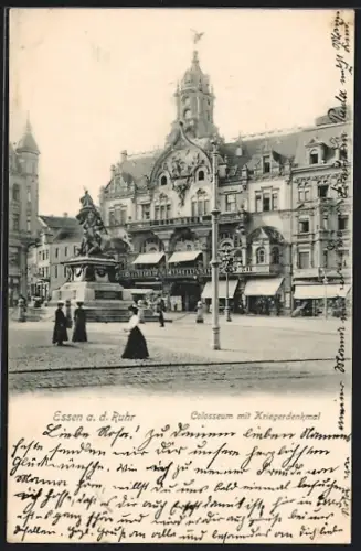 AK Essen a. d. Ruhr, Colosseum mit Kriegerdenkmal