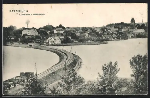 AK Ratzeburg, V. Dermines Vorstadt, Brücke, Stadtansicht