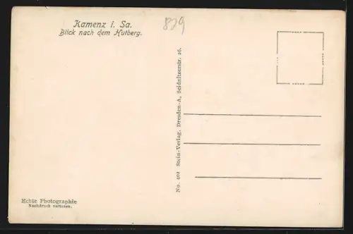 AK Kamenz i. Sa., Blick nach dem Hutberg