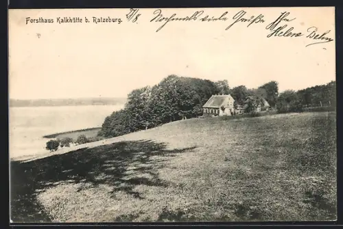 AK Ratzeburg, Forsthaus Kalkhütte, Landschaft, Seeufer