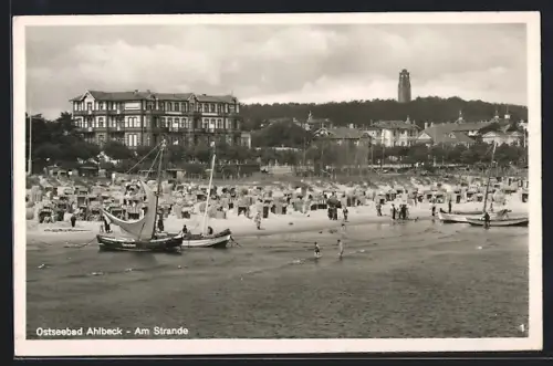 AK Ahlbeck / Ostseebad, Am Strande, Boote, Strandkörbe
