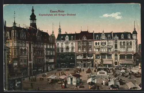 AK Essen /Ruhr, Kopstadtplatz mit Krieger-Denkmal