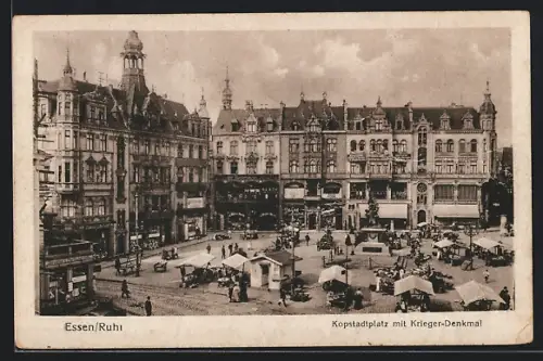 AK Essen /Ruhr, Kopstadtplatz mit Krieger-Denkmal