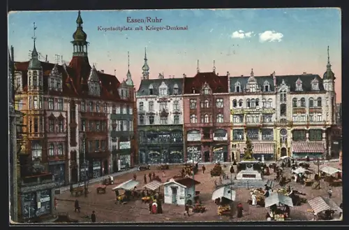 AK Essen /Ruhr, Kopstadtplatz mit Krieger-Denkmal