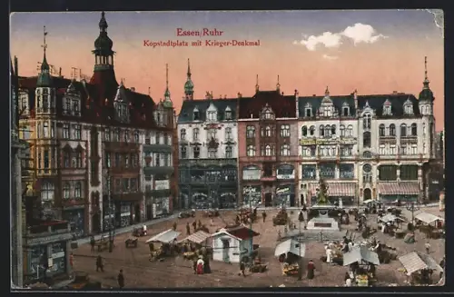 AK Essen /Ruhr, Kopstadtplatz und Krieger-Denkmal