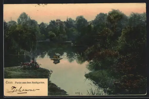 AK Essen, Partie aus dem Stadtgarten
