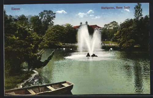 AK Essen, Stadtgarten, Neuer Teich