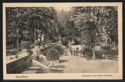 AK Essen /Ruhr, Stadtgarten mit Saalbau-Terrassen
