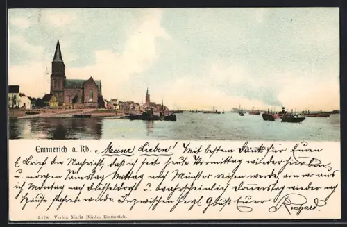 AK Emmerich a. Rh., Ortsansicht mit Kirche